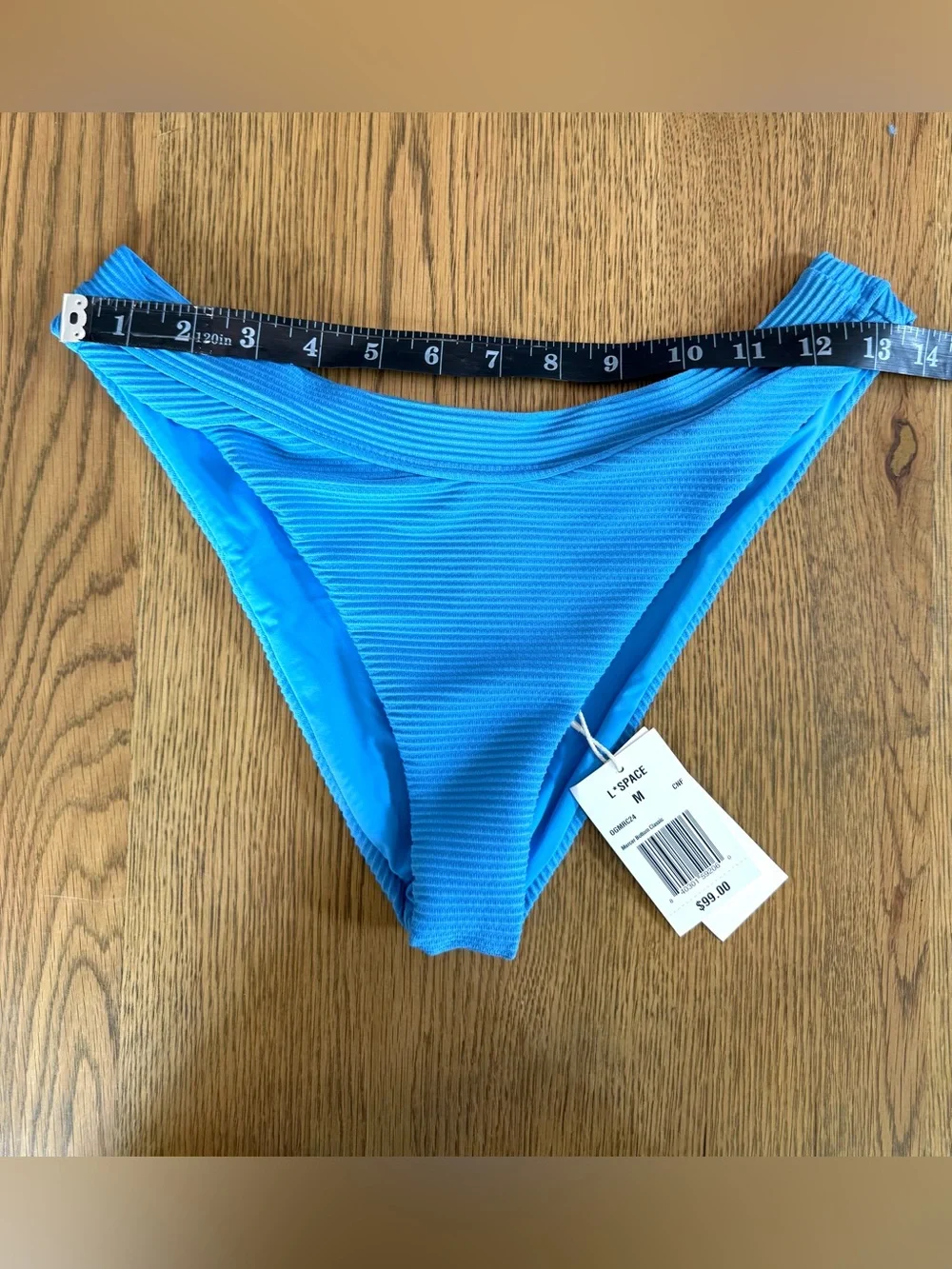 L*Space Mercer Classic Bikini Bottom Light Blue Textured High Cut NWT